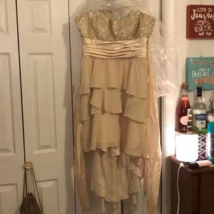 Champagne formal high low dress with sequin top